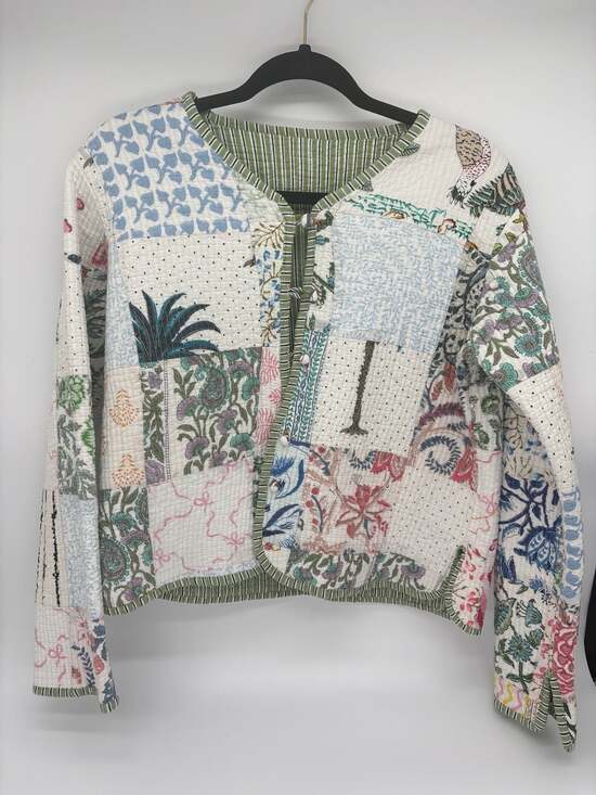Handmade Jackets & Blazers - Handmade Quilted Patchwork Jacket Floral Kantha Boho
